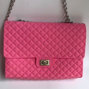 Pink Quilted Jelly Crossbody Handbag